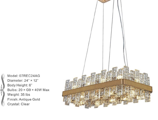 07REC24AG RECTANGULAR 24 X 12 - COSMO ANTIQUE GOLD - 210000006520