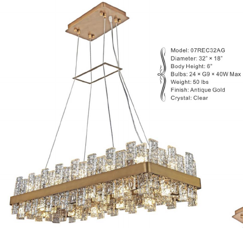 07REC32AG RECTANGLE 32 X 18  - COSMO ANTIQUE GOLD - 210000006516