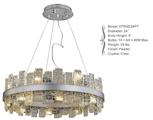 07RND24PT 24" X 6" COSMO PEWTER ROUND - 210000006526