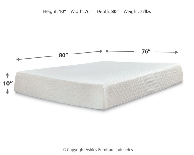 10 Inch Chime Memory Foam White King Mattress and Foundation - M699M1