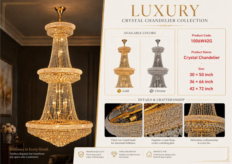 1006W42G 42 X 72 24K GOLD BAGEL STYLE CHANDELIER - 210000000151