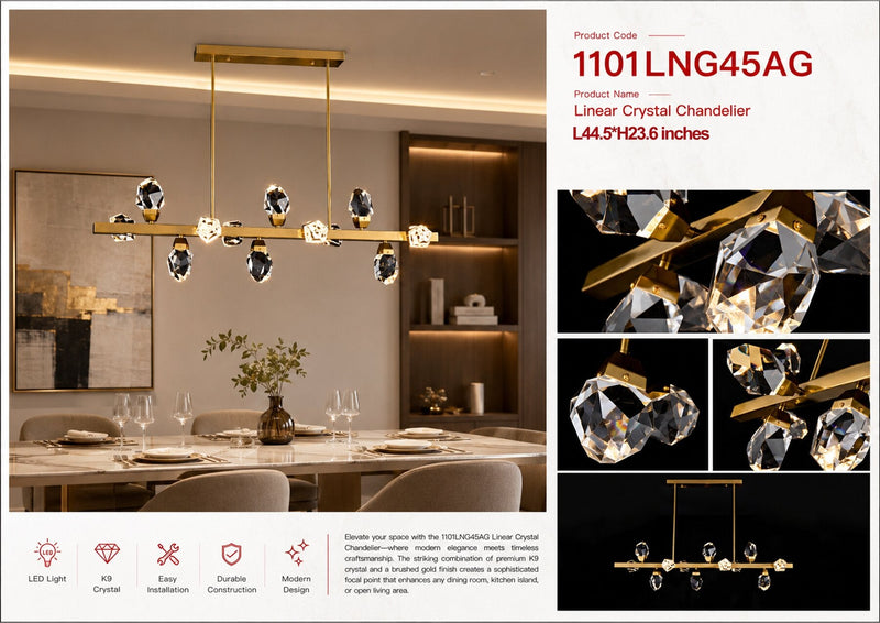1101LNG45AG 45"X24" MODERN GLASS DROP (12 CRYSTAL DROP) - 210000007871