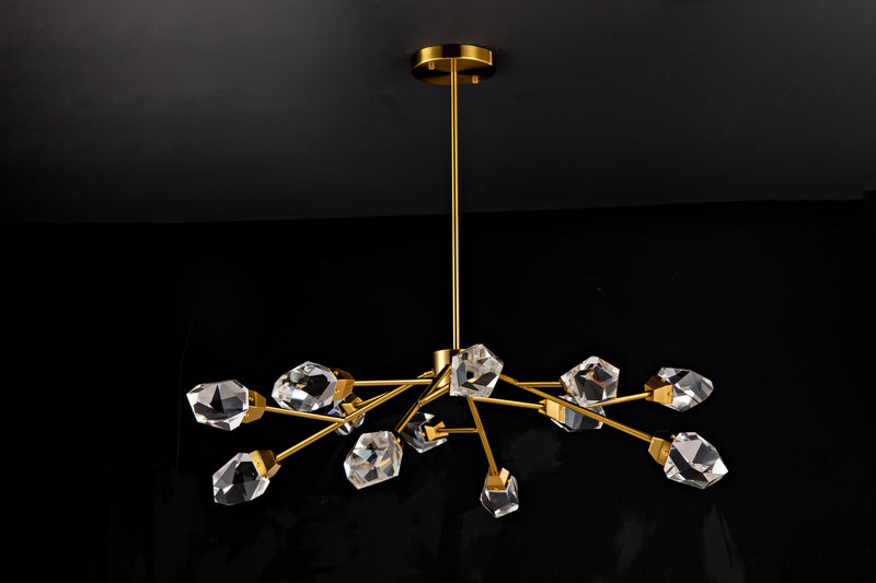 1101RND35AG 35"X18" MODERN GLASS DROP (12 CRYSTAL DROP) - 210000007875