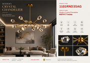 1101RND35AG 35"X18" MODERN GLASS DROP (12 CRYSTAL DROP) - 210000007875