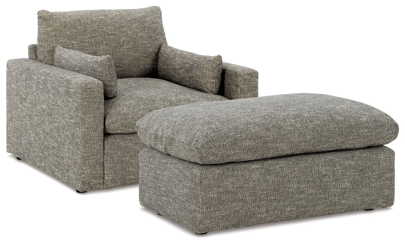 Dramatic Chair and Ottoman in Granite from Ashley - Lara Furniture