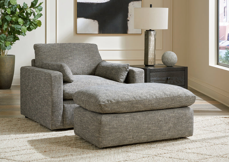 Dramatic Chair and Ottoman in Granite from Ashley - Lara Furniture