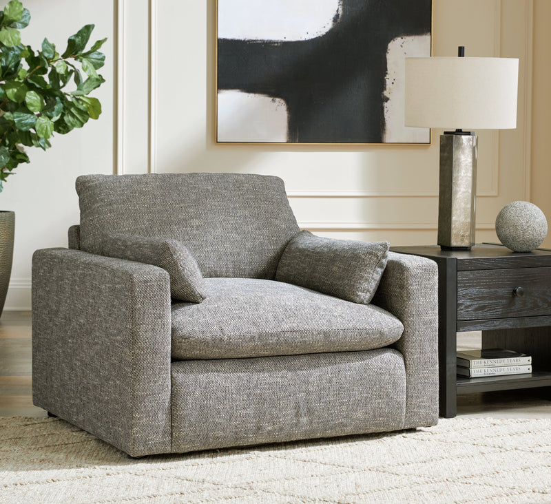 Dramatic Chair and Ottoman in Granite from Ashley - Lara Furniture