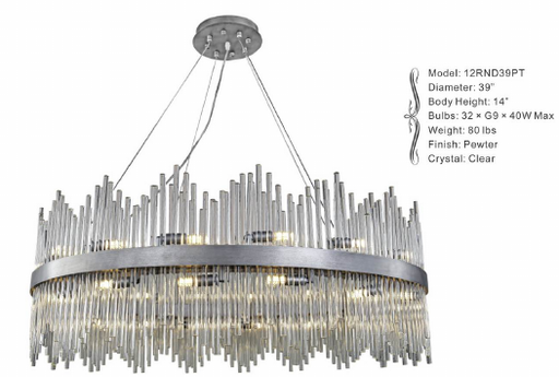 12RND39PT 39" X 14" MUNICH PEWTER ROUND - 210000006546
