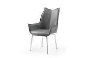 131 Silver Marble Dining Table With 1218 Swivel Chairs Set - p14495