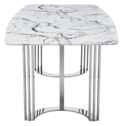 131 Silver Marble Dining Table With 1218 Swivel Chairs Set - p14495