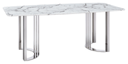 131 Silver Marble Dining Table With 1218 Swivel Chairs Set - p14495