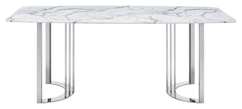 131 Silver Marble Dining Table With 1218 Swivel Chairs Set - p14495