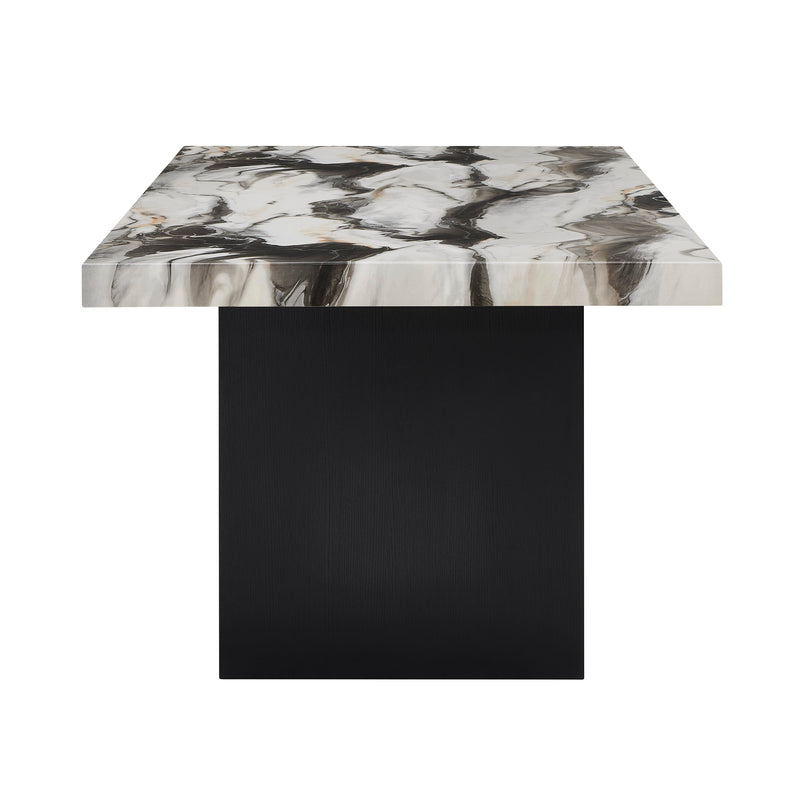 Vega Black/Brown Faux Marble Dining Set from Crown Mark - Lara Furniture