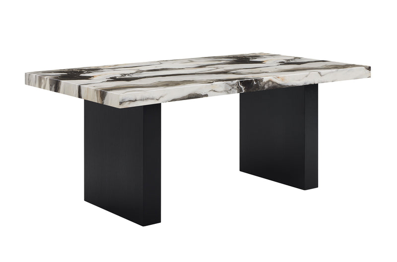 Vega Black/Brown Faux Marble Dining Set from Crown Mark - Lara Furniture