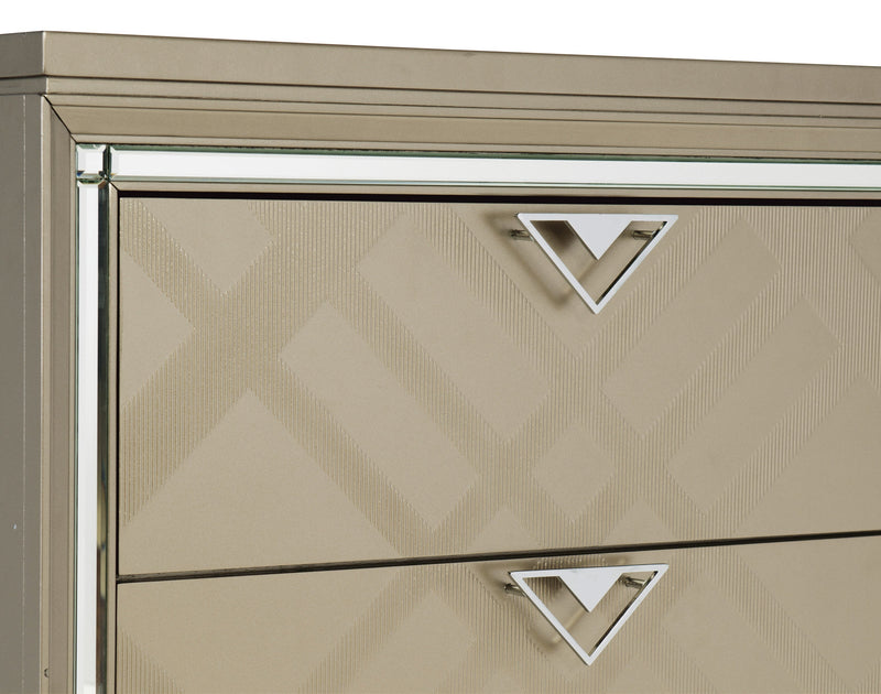 Bijou Champagne LED Upholstered Storage Platform Bedroom Set - Lara FurnitureBedroom Set