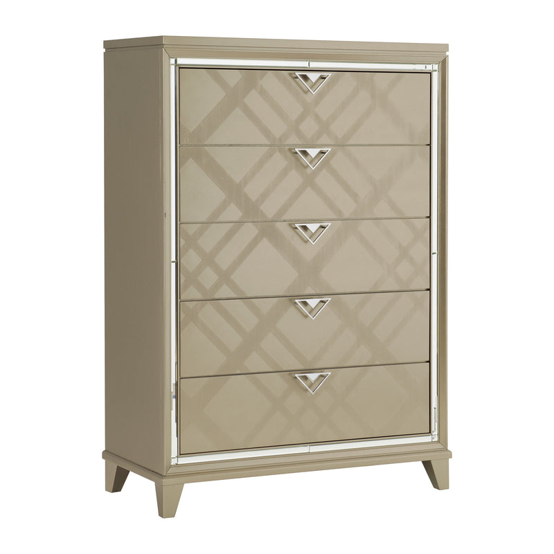 Bijou Champagne LED Upholstered Storage Platform Bedroom Set - Lara FurnitureBedroom Set