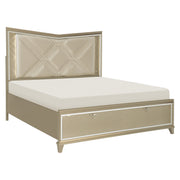 Bijou Champagne LED Upholstered Storage Platform Bedroom Set - Lara FurnitureBedroom Set