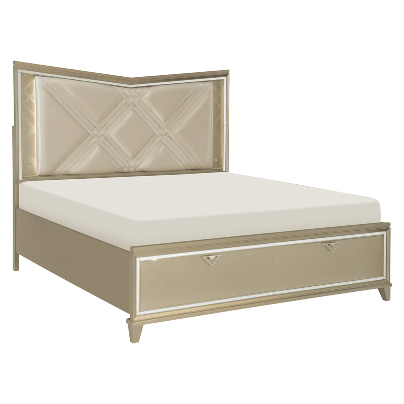 Bijou Champagne LED Upholstered Storage Platform Bedroom Set - Lara FurnitureBedroom Set