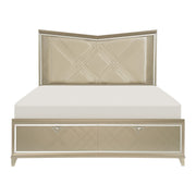 Bijou Champagne LED Upholstered Storage Platform Bedroom Set - Lara FurnitureBedroom Set