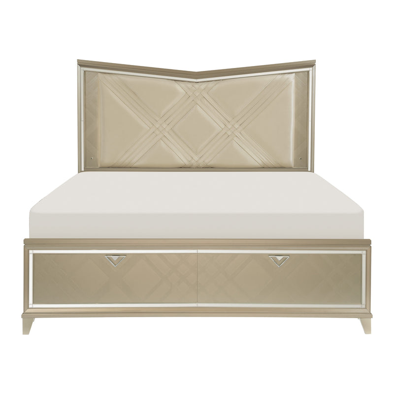 Bijou Champagne LED Upholstered Storage Platform Bedroom Set - Lara FurnitureBedroom Set