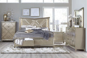Bijou Champagne LED Upholstered Storage Platform Bedroom Set - Lara FurnitureBedroom Set