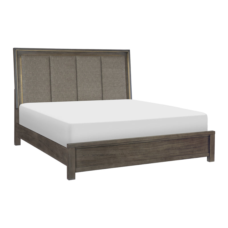 Scarlet Brownish Gray LED Upholstered Panel Bedroom Set - Lara FurnitureBedroom Set