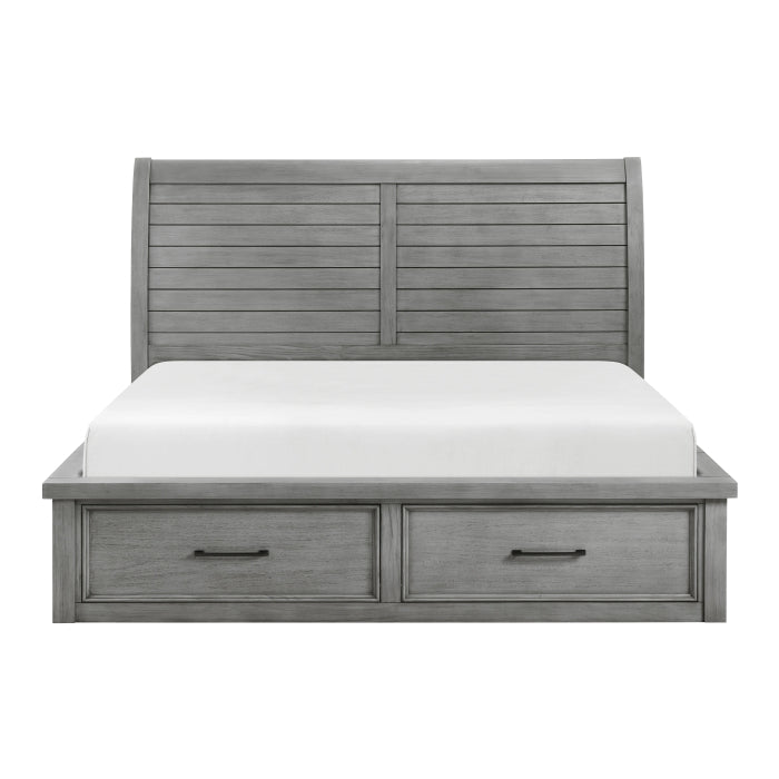 1559DG-1* (4) Queen Platform Bed with Storage Footboard and Side Rails - 1559DG-1*