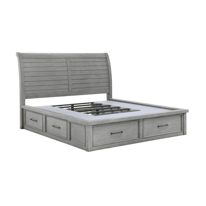 1559DG-1* (4) Queen Platform Bed with Storage Footboard and Side Rails - 1559DG-1*