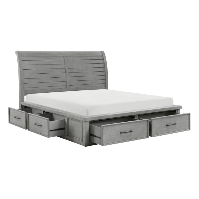 1559DG-1* (4) Queen Platform Bed with Storage Footboard and Side Rails - 1559DG-1*