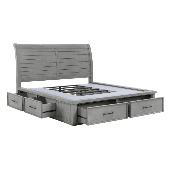 1559DG-1* (4) Queen Platform Bed with Storage Footboard and Side Rails - 1559DG-1*