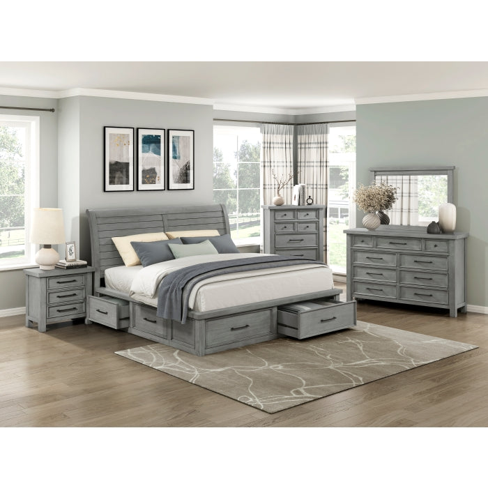 1559DG-1* (4) Queen Platform Bed with Storage Footboard and Side Rails - 1559DG-1*
