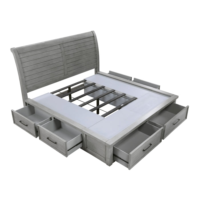 1559DGK-1EK* (4) Eastern King Platform Bed with Storage Footboard and Side Rails - 1559DGK-1EK*