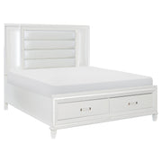 Tamsin White LED Upholstered Storage Platform Bedroom Set - Lara FurnitureBedroom Set