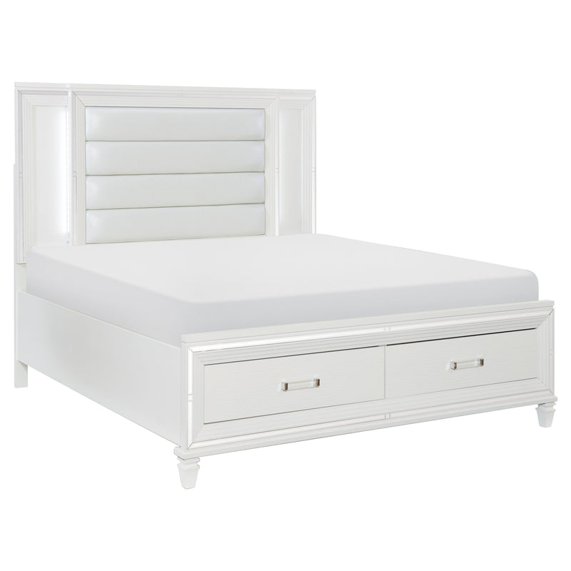 Tamsin White LED Upholstered Storage Platform Bedroom Set - Lara FurnitureBedroom Set