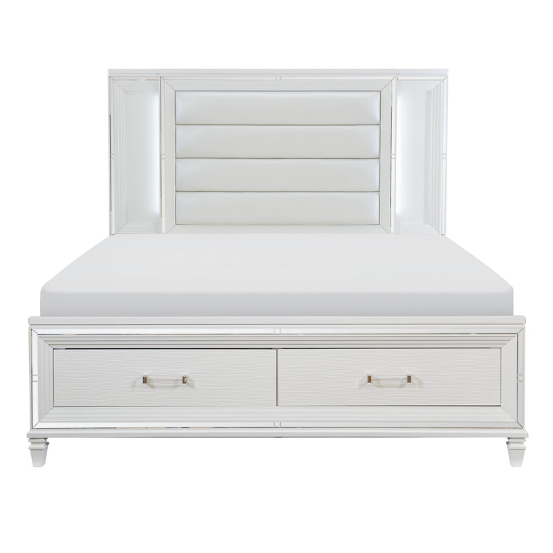 Tamsin White LED Upholstered Storage Platform Bedroom Set - Lara FurnitureBedroom Set
