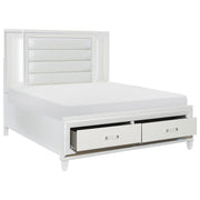 Tamsin White LED Upholstered Storage Platform Bedroom Set - Lara FurnitureBedroom Set