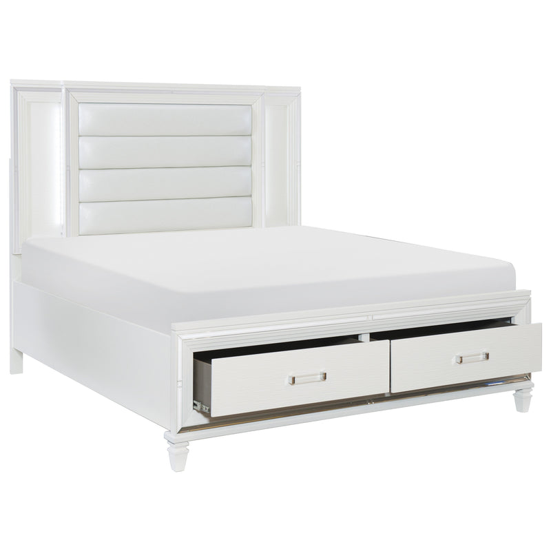 Tamsin White LED Upholstered Storage Platform Bedroom Set - Lara FurnitureBedroom Set