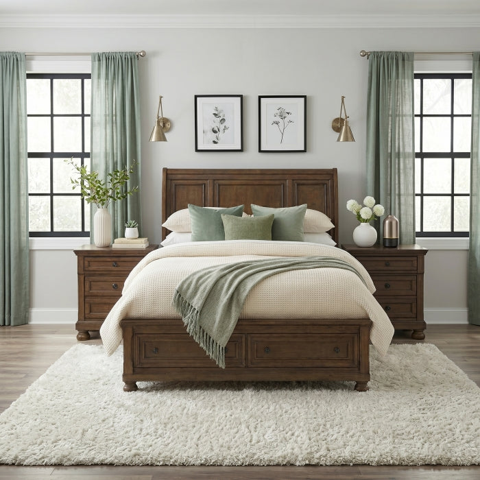 1718BR-1* (3) Queen Platform Bed with Footboard Storage - 1718BR-1*