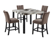 Vega Black/Brown Faux Marble Counter Height Set from Crown Mark - Lara Furniture