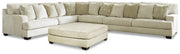 Rawcliffe Parchment 4-Piece Sectional with Ottoman from Ashley - Lara Furniture