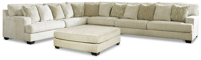 Rawcliffe Parchment 4-Piece Sectional with Ottoman from Ashley - Lara Furniture