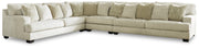 Rawcliffe Parchment 4-Piece Sectional with Ottoman from Ashley - Lara Furniture