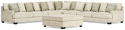 Rawcliffe Parchment 5-Piece Sectional and Oversized Ottoman from Ashley - Lara Furniture