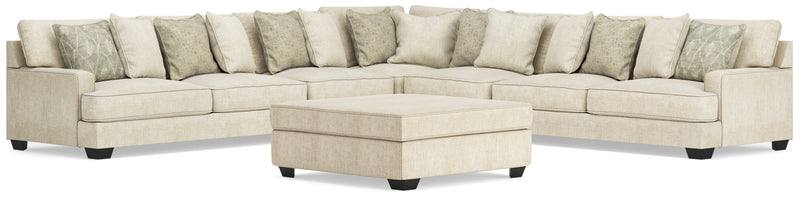 Rawcliffe Parchment 5-Piece Sectional and Oversized Ottoman from Ashley - Lara Furniture