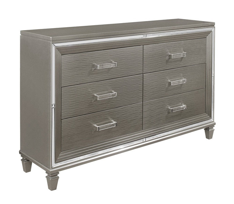 Tamsin Silver/Gray Metallic LED Upholstered Storage Platform Bedroom Set - Lara FurnitureBedroom Set