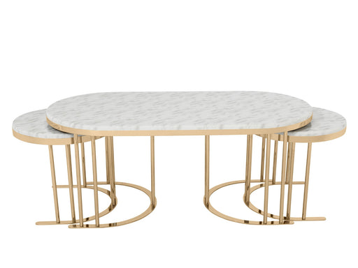 2 In 1 Coffee Table Gold Legs - White Top - 125-SC314-CT-R