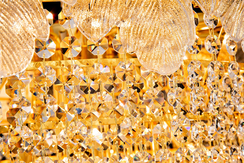 2019W24G 24"X23" MURANO AND PORCELAIN HANDMADE ROUND LEAF COMBO CHANDELIER - 210000007854