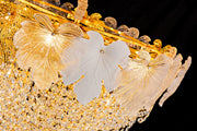 2019W24G 24"X23" MURANO AND PORCELAIN HANDMADE ROUND LEAF COMBO CHANDELIER - 210000007854