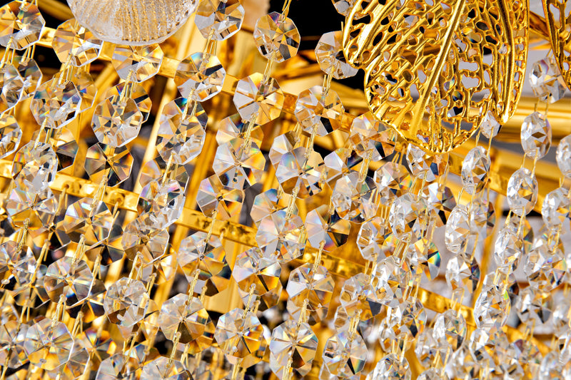 2019W24G 24"X23" MURANO AND PORCELAIN HANDMADE ROUND LEAF COMBO CHANDELIER - 210000007854
