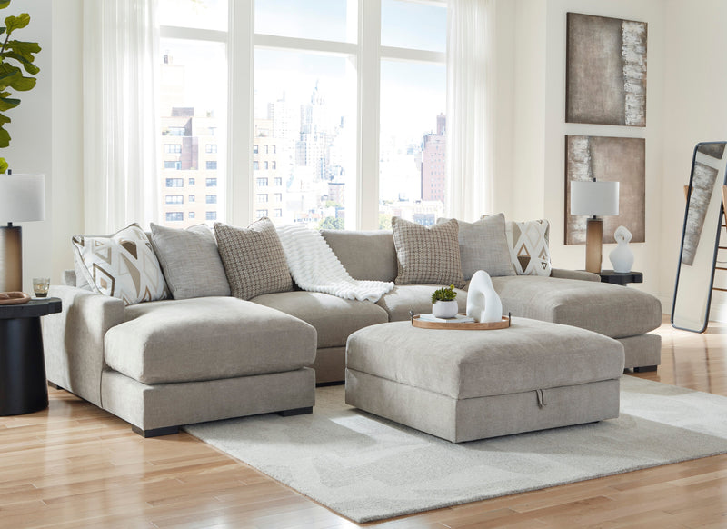 Aslan Court Pebble 4-Piece Sectional with Ottoman from Ashley - Lara Furniture
